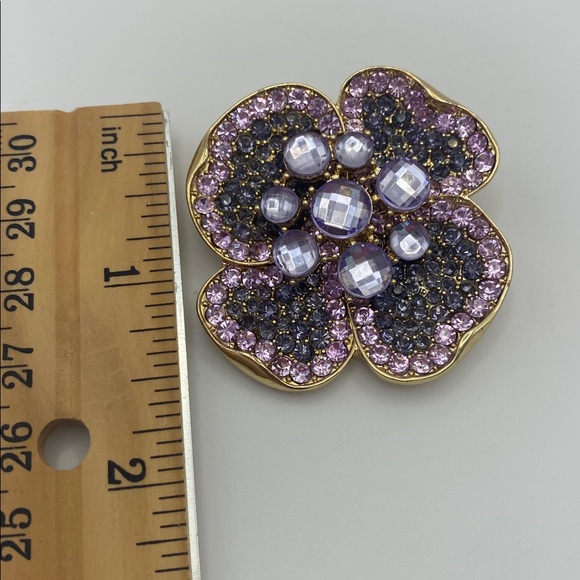 Napier Purple Crystal Floral Brooch - Picture 3 of 5